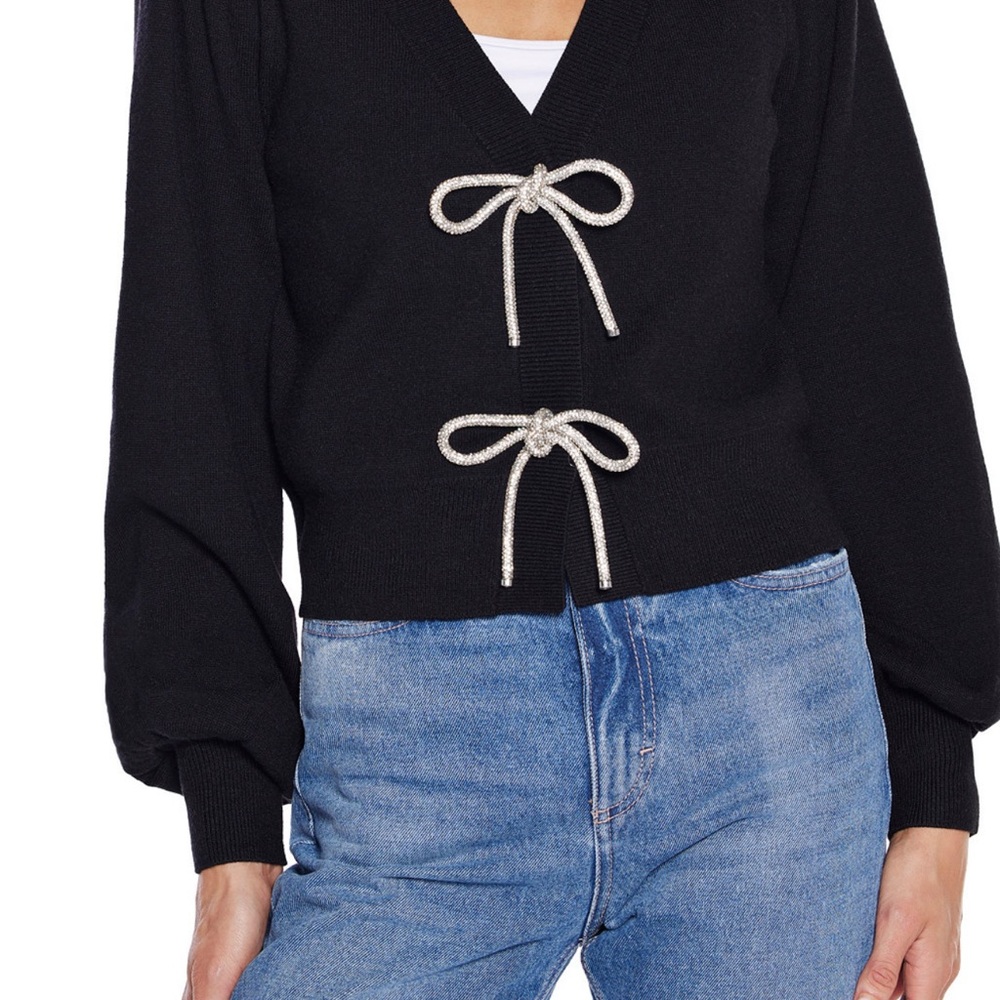 Black Sweater with Bow Accents